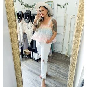 Ombre Rainbow Butterfly Top